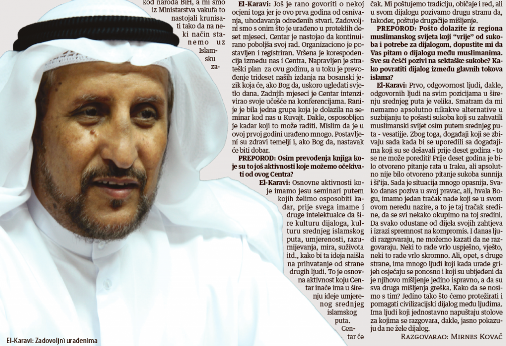 Intervju: Dr. Mutlak Rašid el-Karavi – Srednji put je tračak nade za dijalog među muslimanima