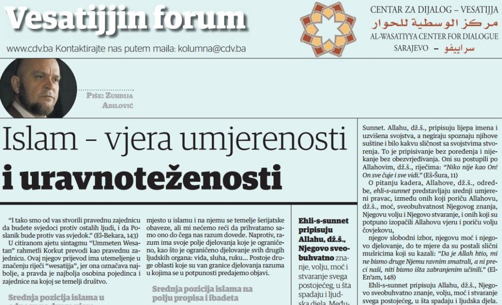Zuhdija Adilović: Islam – vjera umjerenosti i uravnoteženosti