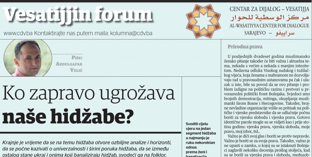 Abdulgafar Velić: Ko zapravo ugrožava naše hidžabe?